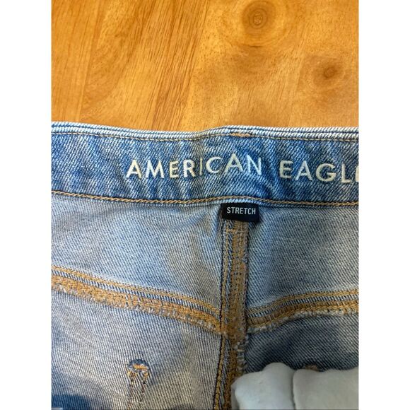 American Eagle Super Stretch Blue Jeans Distressed Denim Straight Size 12 Short - Picture 6 of 7